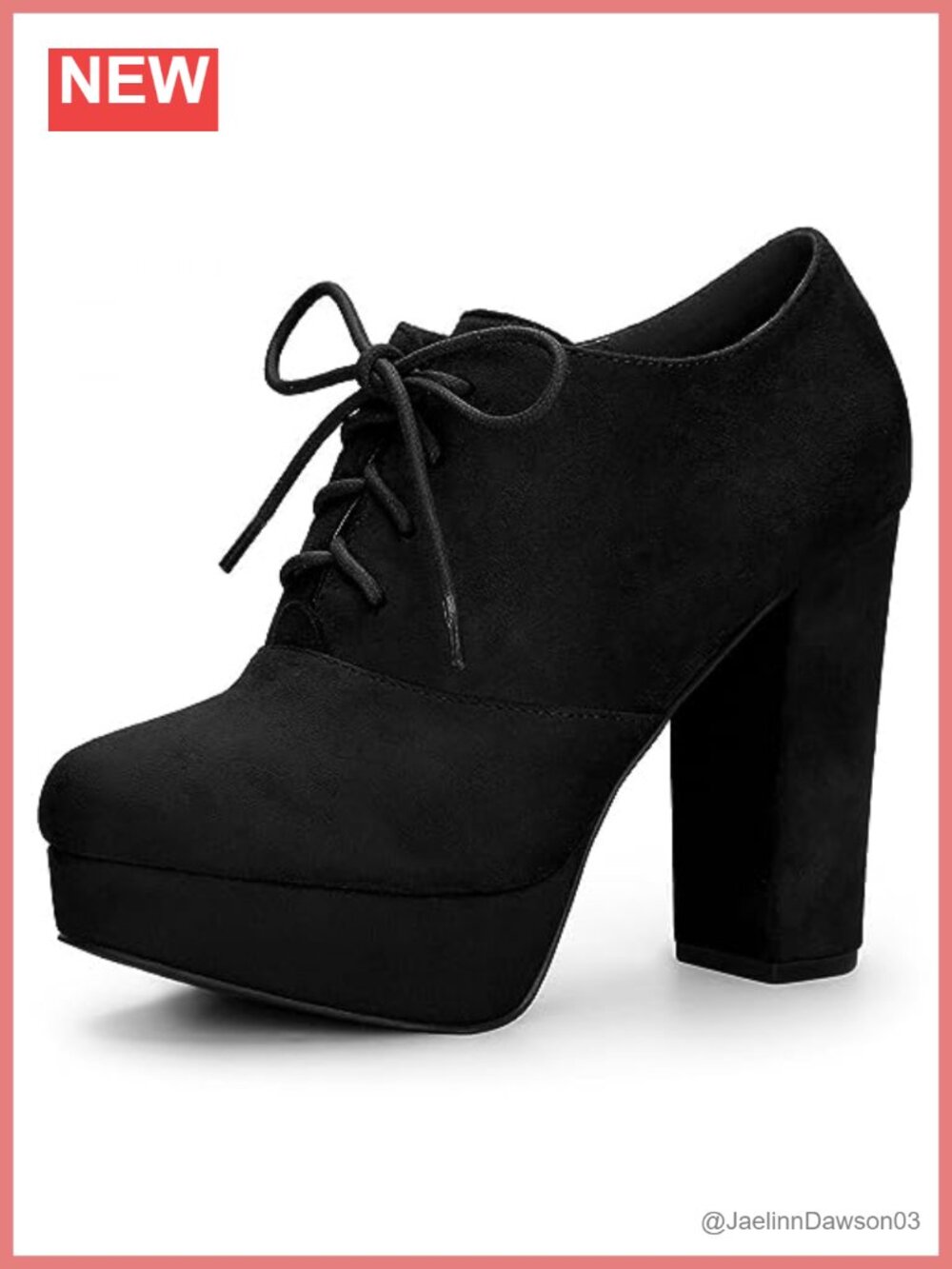 Platform Chunky Heel Lace Up Booties Faux Suede Cushioned Insole